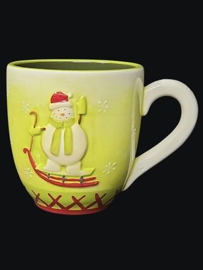 Raised 3D Snowman Design By Debbie Mumm Ceramic Coffee Mug
